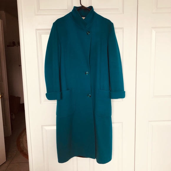 Electric blue 100% wool long coat made in USA - Picture 4 of 9